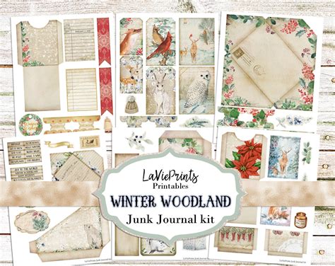 Winter Woodland Junk Journal Kit Printable Festive Junk Etsy Canada