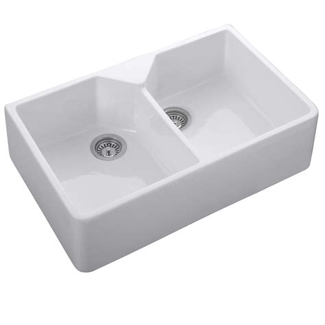 Rangemaster: Double Belfast CDB800WH Ceramic Sink - Kitchen Sinks & Taps