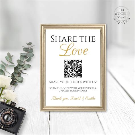 Printable Share The Love Sign Template Qr Code Sign Photo Sharing Sign Guest Photo Sharing