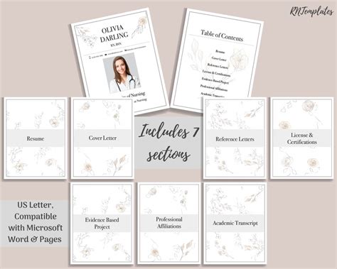 Nursing Portfolio Template Floral Registered Nurse Template | Etsy