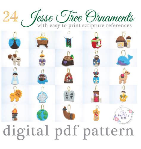 24 JESSE TREE Advent Ornaments PATTERN 24 Ornaments With Etsy