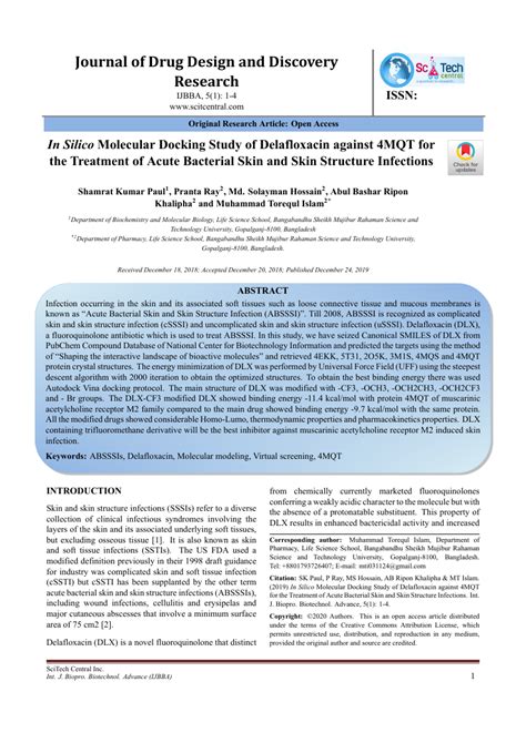 Journal Of Drug Design And Discovery Research Template Scitech Central