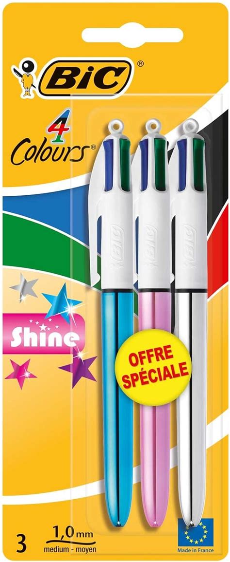 Amazon Bic Shine Retractable Ballpoint Pen Blister Pack Of