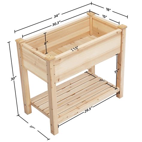 Yaheetech 34x18x30in 2 Tiers Raised Garden Bed Planter Box With Legs