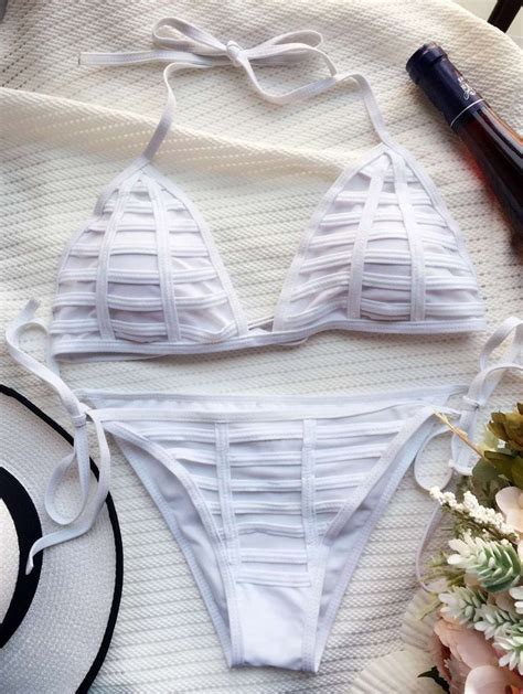 Cutout String Bikini Set White Bikinis Zaful Bikinihot