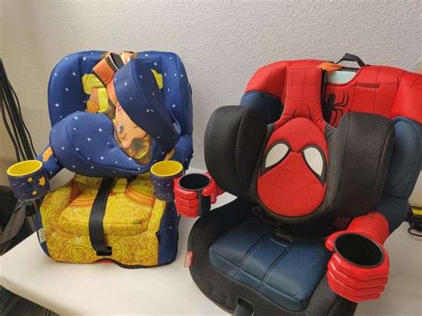 Disney Princess And Spiderman Kids Car Seat Set Visually Good Condition