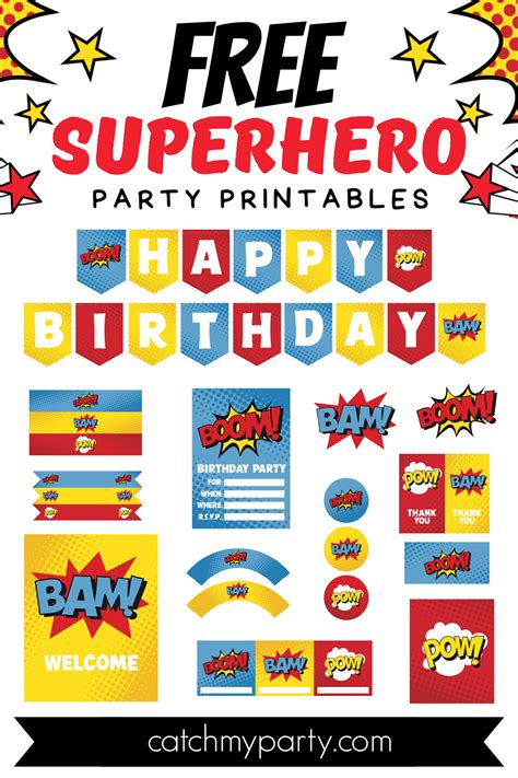 Awesome Superhero Party Printables Free Download Catch My Party