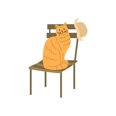 Red Cat Sits On A Chair Vector Hand Drawn Vector Art At Vecteezy