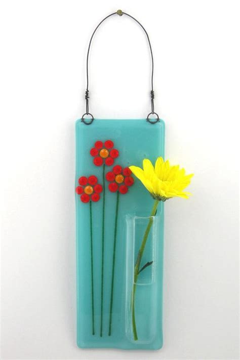 Hanging Bud Vase Fused Glass Pocket Vase Flower Vase Wall Vase