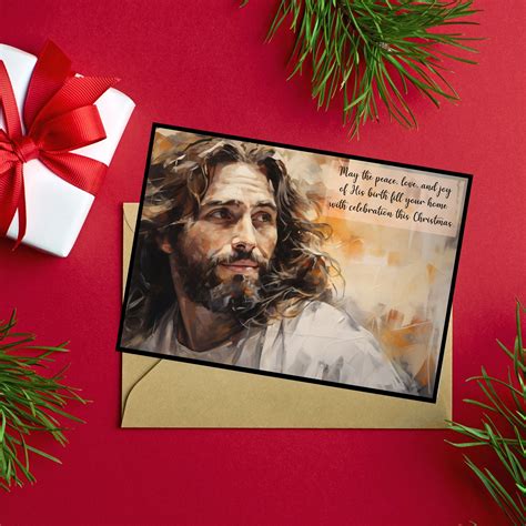 Jesus Portrait Christmas Cards Christian Holiday Greetings Digital