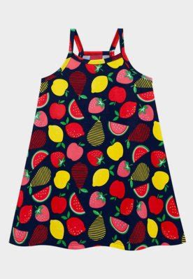 Vestido Infantil Kyly Frutas Azul Marinho Compre Agora Dafiti Brasil