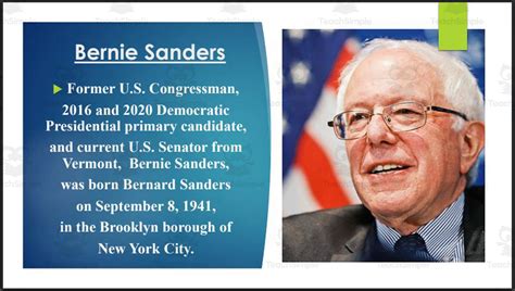 Us Senator Bernie Sanders Vt Biography Powerpoint By Teach Simple