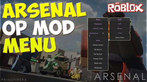 Roblox Arsenal Easy Hack Op Mod Menu Fast Run Infinite Ammo