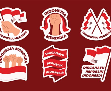 Indonesia Independence Day Sticker Set Vector Art Graphics