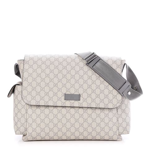 Gucci Gg Plus Monogram Messenger Diaper Bag Grey 244240