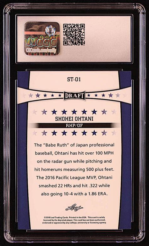 Shohei Ohtani 2018 Leaf Ohtani Draft Stars ST01 RC CGC 9 5