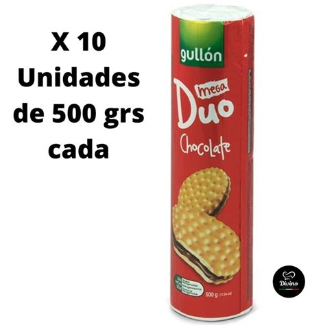 kit 10 unidades Biscoito Mega Duo Chocolate Recheado Gullón 500g