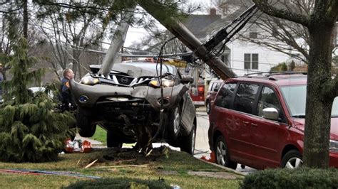 Car Crashes Into Utility Pole In Huntington Newsday