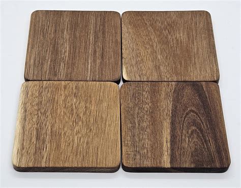 Square Acacia Wood Coasters X Blank Set Of