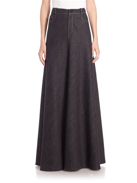 Ralph Lauren Collection Denisa Long Denim Skirt In Black Lyst