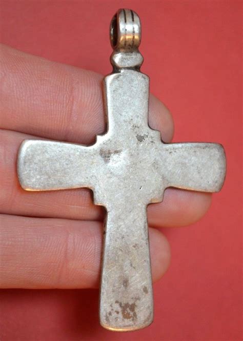 Antique Ethiopian Silver Coptic Christian Cross Pendant From Ethiopia