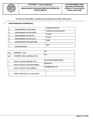 Fillable Online Spo Az ATTACHMENT I General Qualifications Spo Az Fax