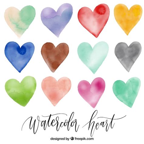 Free Vector Collection Of Watercolor Hearts