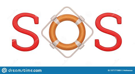 Lifebuoy Sos Symbol Isoliert Auf Weißem Hintergrund 3D Abbildung Stock