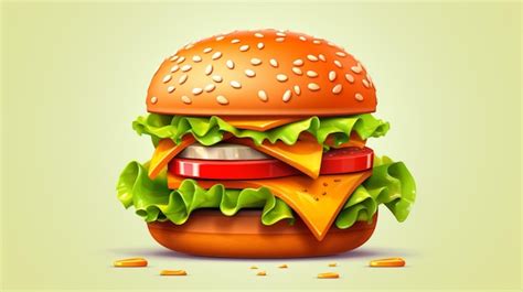 Un Dibujo De Una Hamburguesa Con Queso Y Lechuga Vector Premium