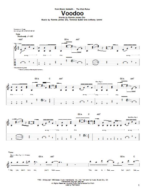 Voodoo By Black Sabbath Sheet Music For Guitar Tab At Sheet Music Direct