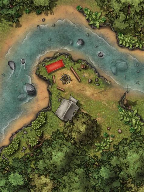 Riverside Camp Battlemaps Fantasy Town Fantasy Map Cartographers Guild Map Layout Scale