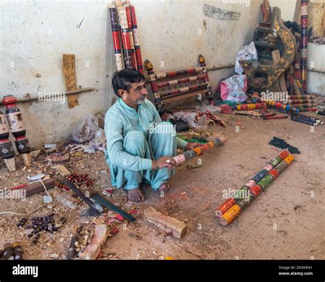 Hala Sindh 2022 Man Wearing Traditional Sindhi Cap Making Colorful