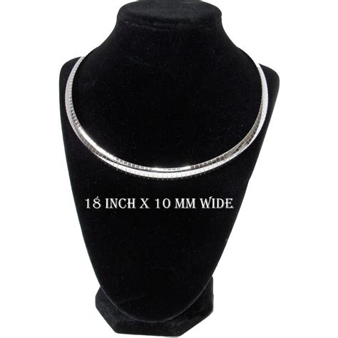 Inch Silver Omega Necklace Chain Mm Wide Domed Silver