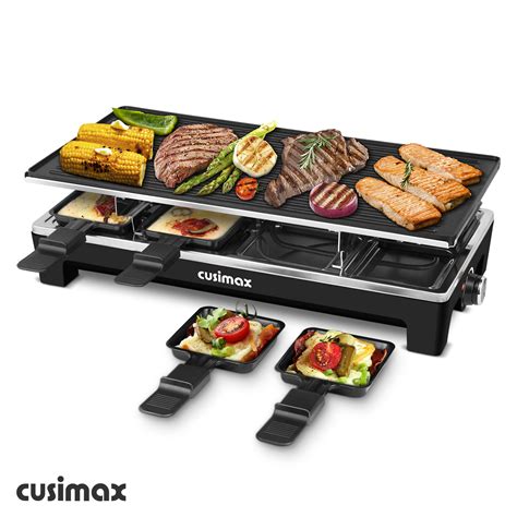 Cusimax 1500w Black Indoor Portable 2 In 1 Electric Raclette Grill Cusimax