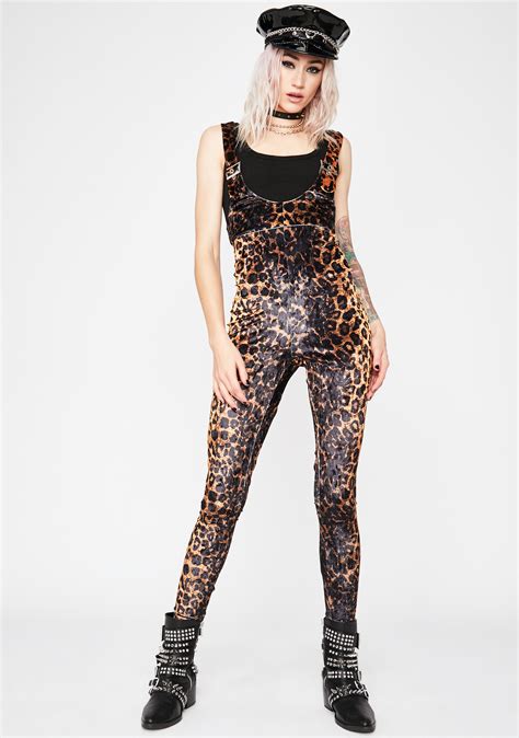 Leopard Overall Jumpsuit Brown Dolls Kill