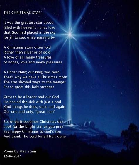 Pin By Mae Futter Stein On L The Christmas Star Christmas Poems