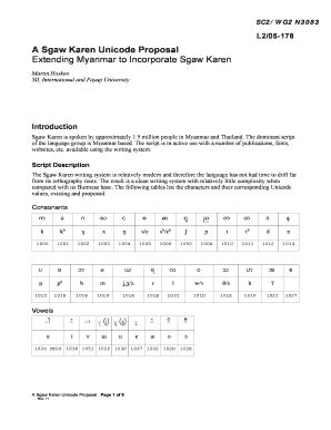 Fillable Online Dkuug A Sgaw Karen Unicode Proposal Extending Myanmar