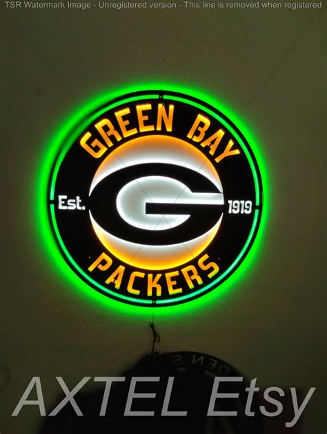 Green Bay Packers Metal Sign Led Sign Light Sign Wall Etsy