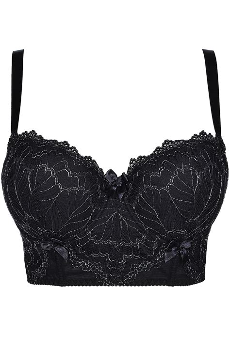 Schwarzer BH Mit Silberfarbenen Details Queensize BHs Heben Club Hot Fashion Odretto