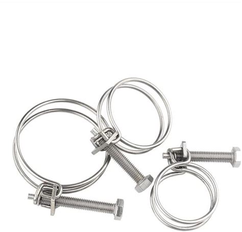 Lot de 5 colliers de serrage à double fil réglables en acier inoxydable