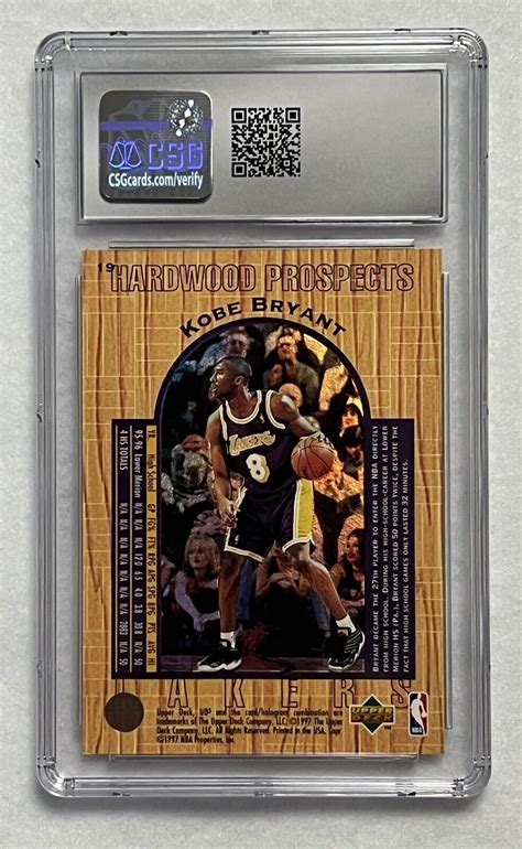 Kobe Bryant Rookie Card Ud Hardwood Prospects Csg Mint