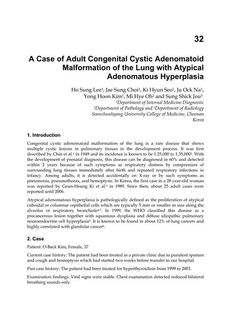 Pdf A Case Of Adult Congenital Cystic Adenomatoid Malformation Of The Lung With Atypical