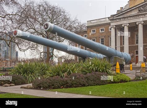 London Southwark 15 Inch Dreadnought Naval Guns Displayed By The