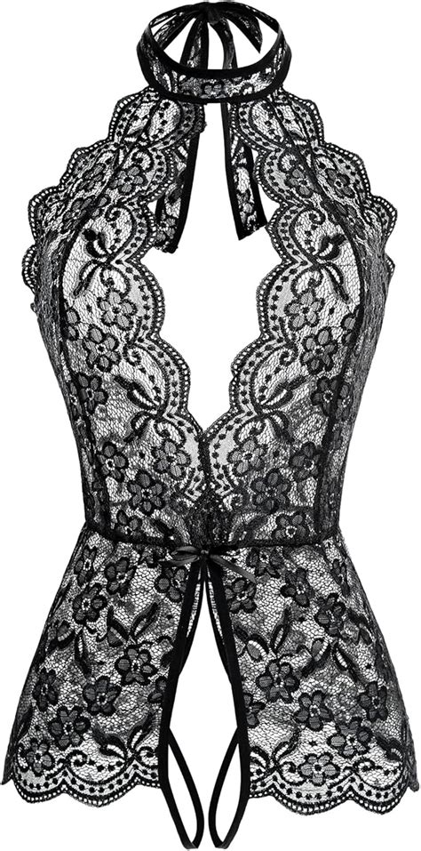 Ababoon Women One Piece Lingerie Lace Sexy Baby Dolls Teddy Sleepwear Black Small At Amazon