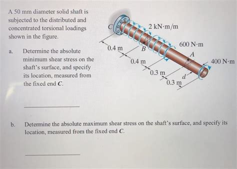 Solved A 50 Mm Diameter Solid Shaft Is Subjected To The