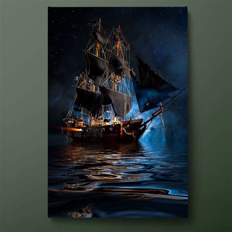 Pirate Ship Canvas Wall Art Sailing Ship Canvas Print Ship And Sea