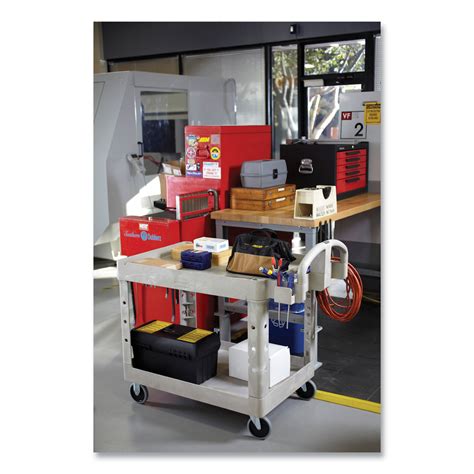 Heavy-Duty Utility Cart with Lipped Shelves, Plastic, 2 Shelves, 500 lb Capacity, 25.9" x 45.2 ...