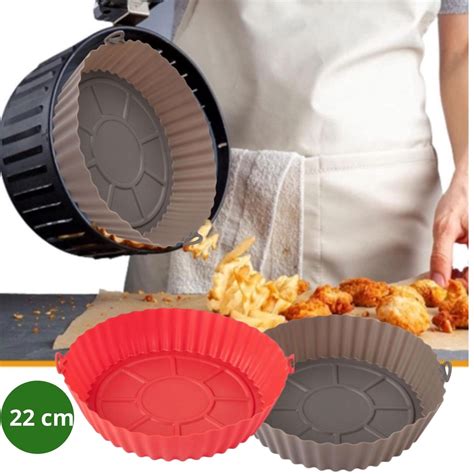 Forma De Silicone Redondo Para AirFryer Cesto Forro De Fritadeira