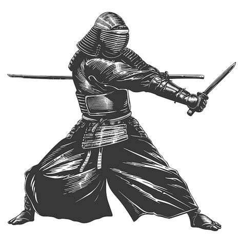 Premium Vector Samurai Warrior In Traditional Armor With Two Swords