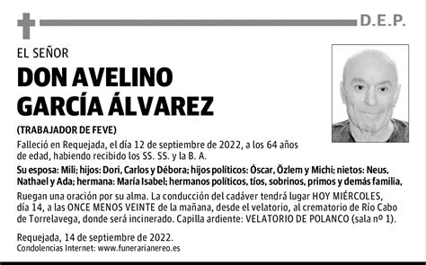 Don Avelino Garc A Lvarez Esquela El Diario Monta S